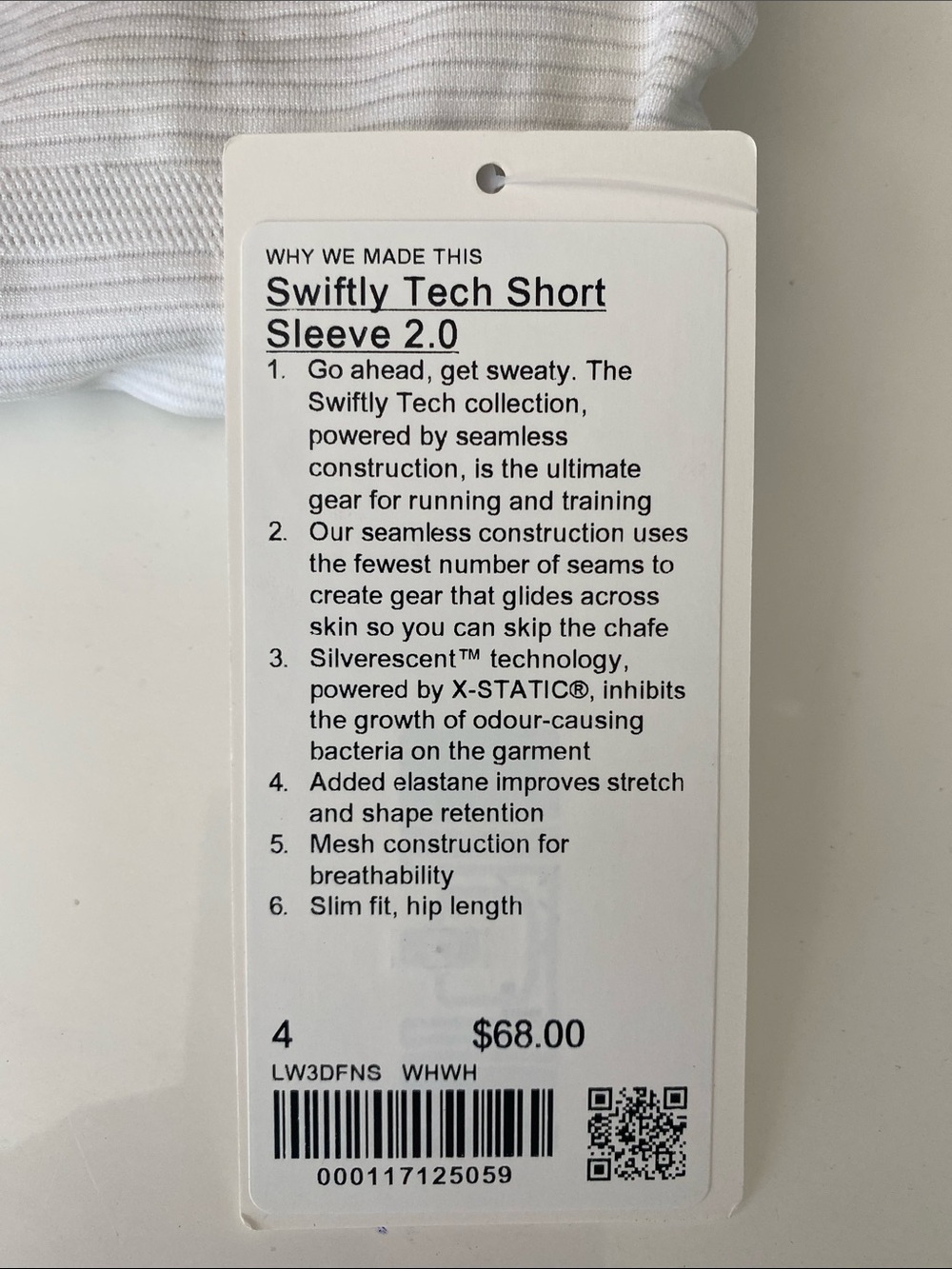 New Swiftly Tech Short-Sleeve Shirt 2.0 *Hip Length - White size 4 - Picture 3 of 6